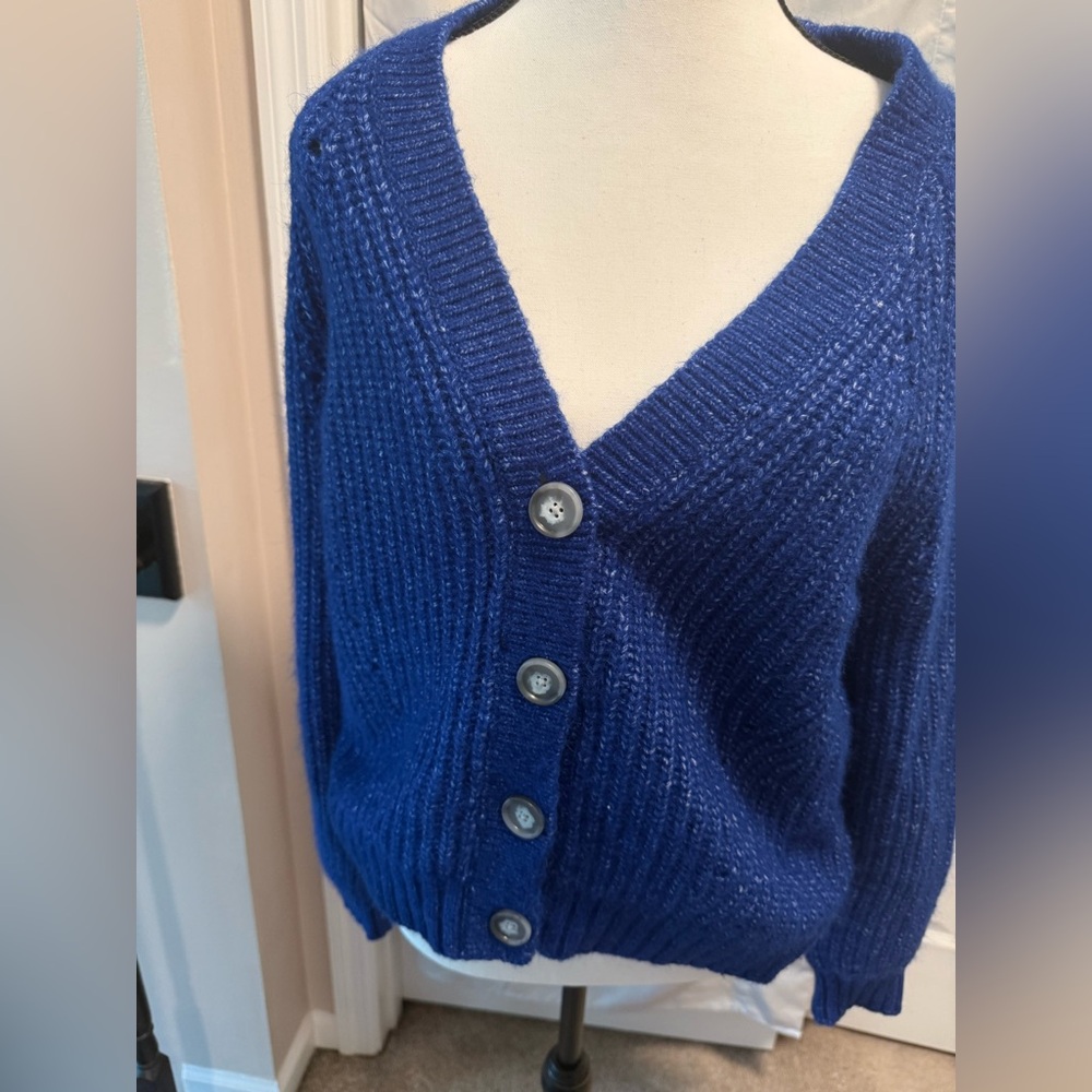 LOFT Royal Blue V-Neck Cardigan